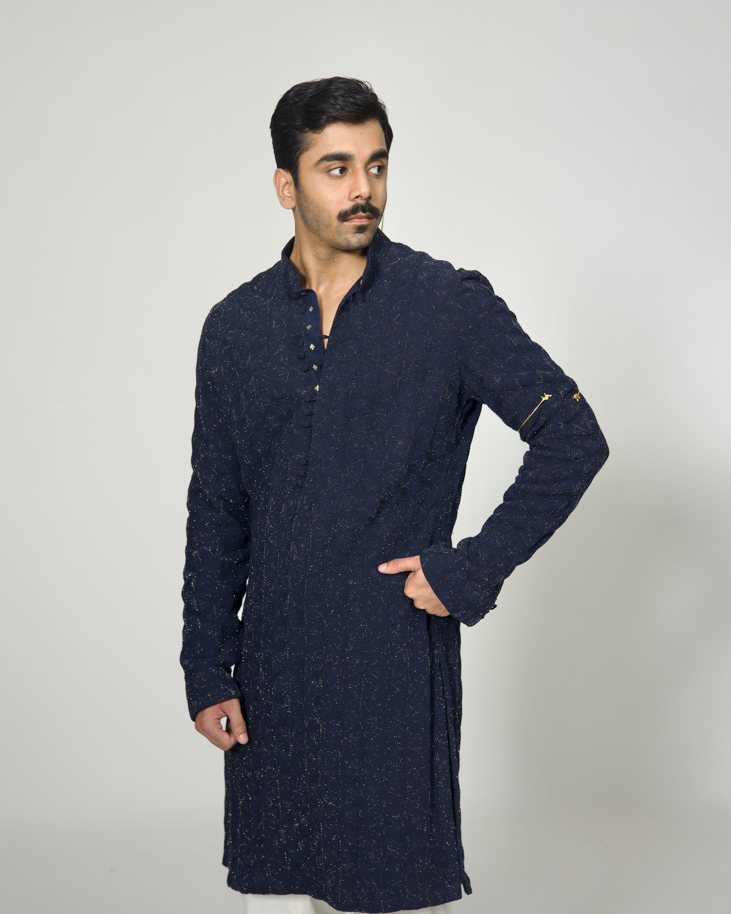 Cube Silk Luppi Button Kurta