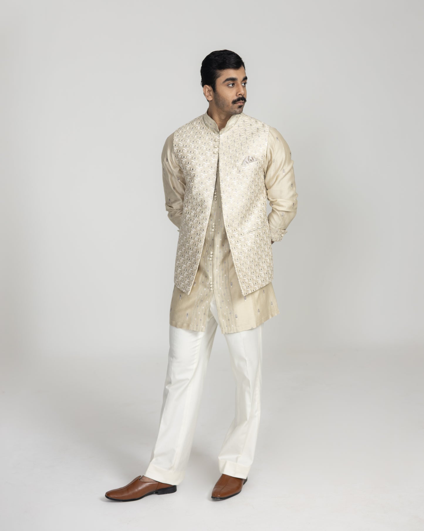 Jharokha Silk Nehru Jacket