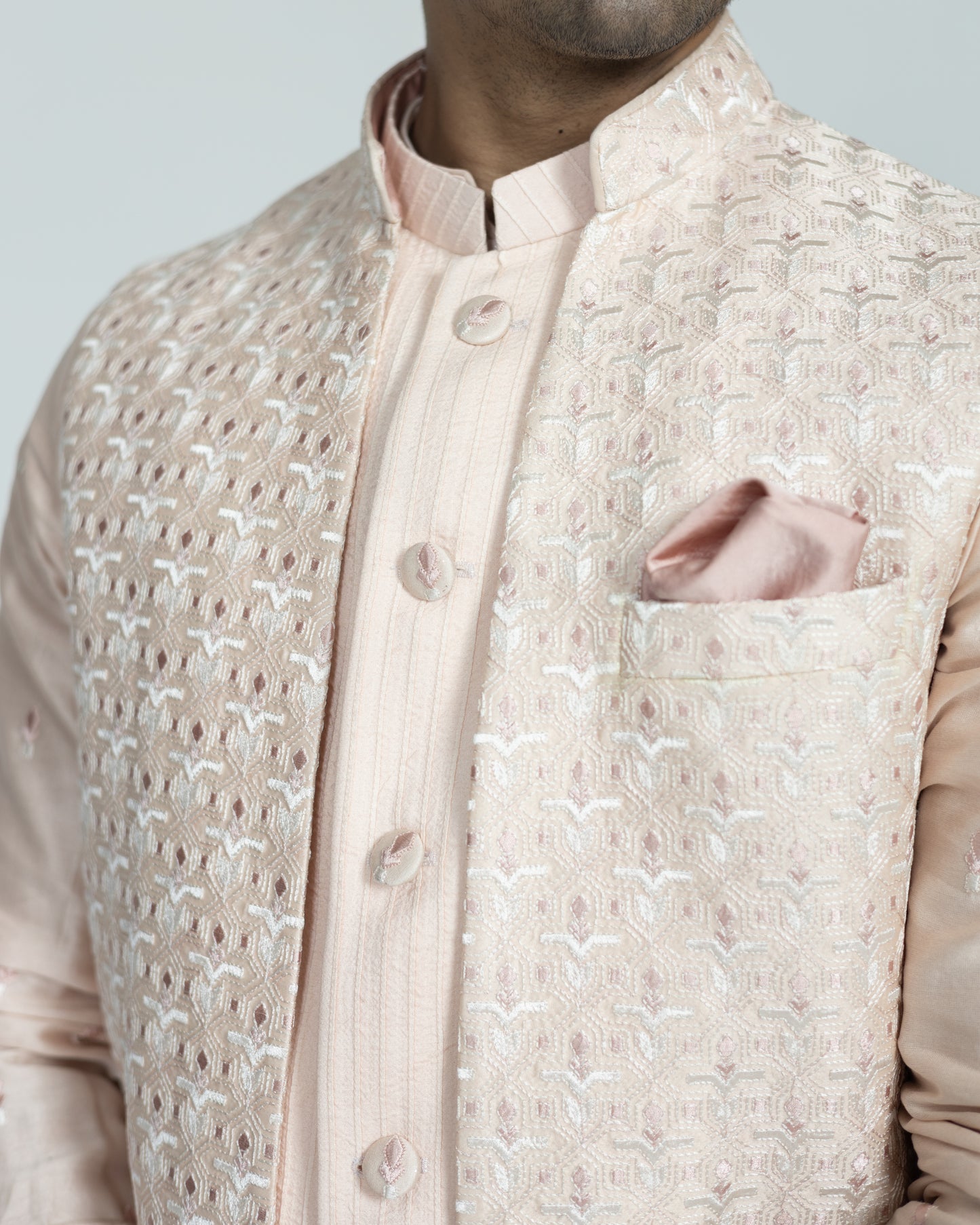 Jharokha Silk Double Layer Nehru Jacket