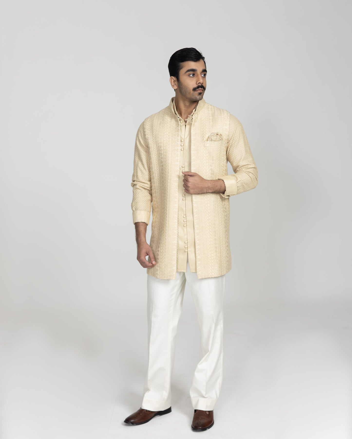 Stripe Aari Luppi Button Nehru jacket