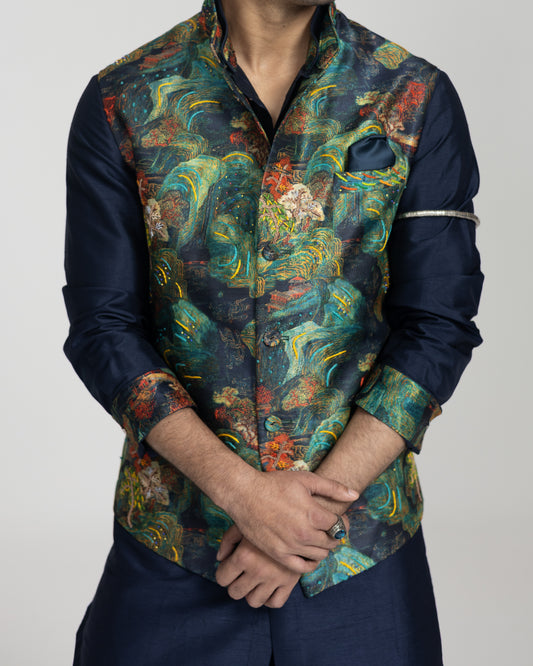 Botanica Japanese Printed Nehru Jacket