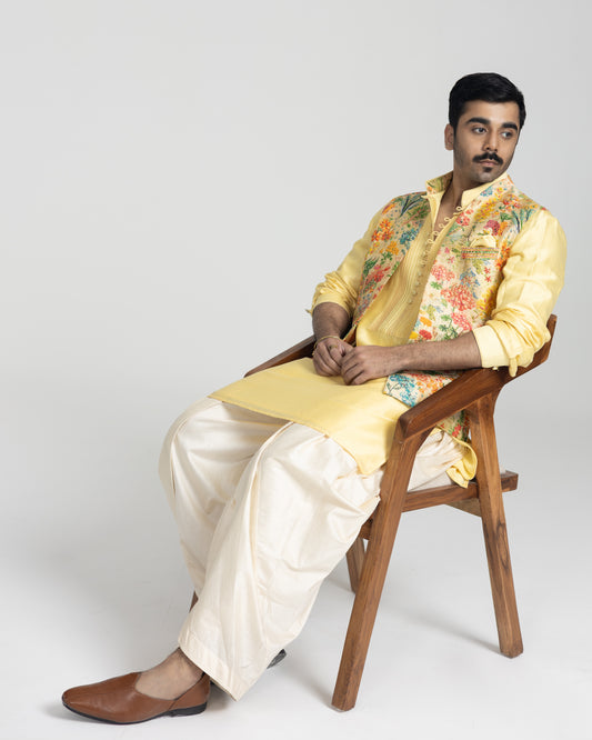 Botanica Blossom Printed Nehru Jacket