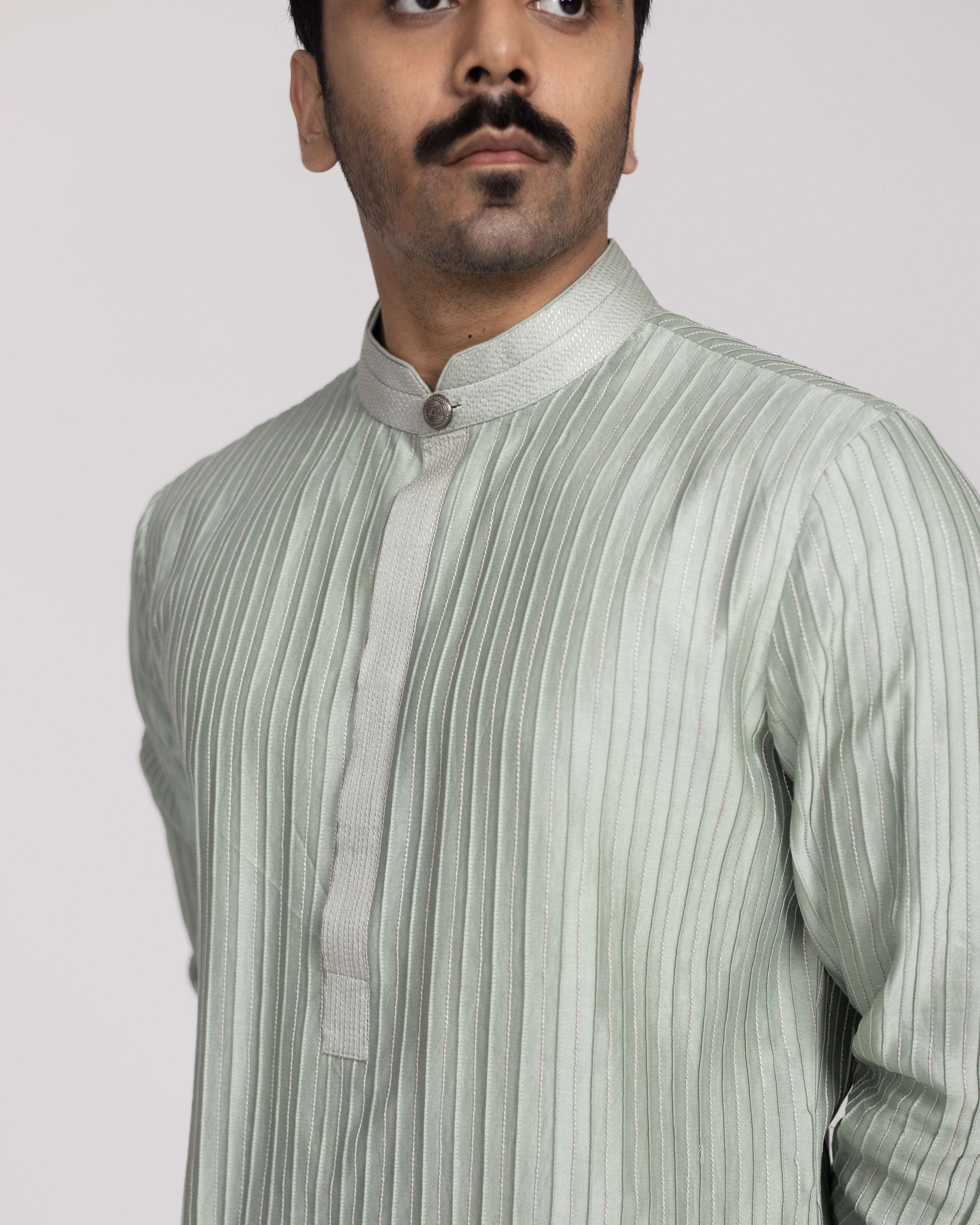 Cube Pintuck Silk Kurta