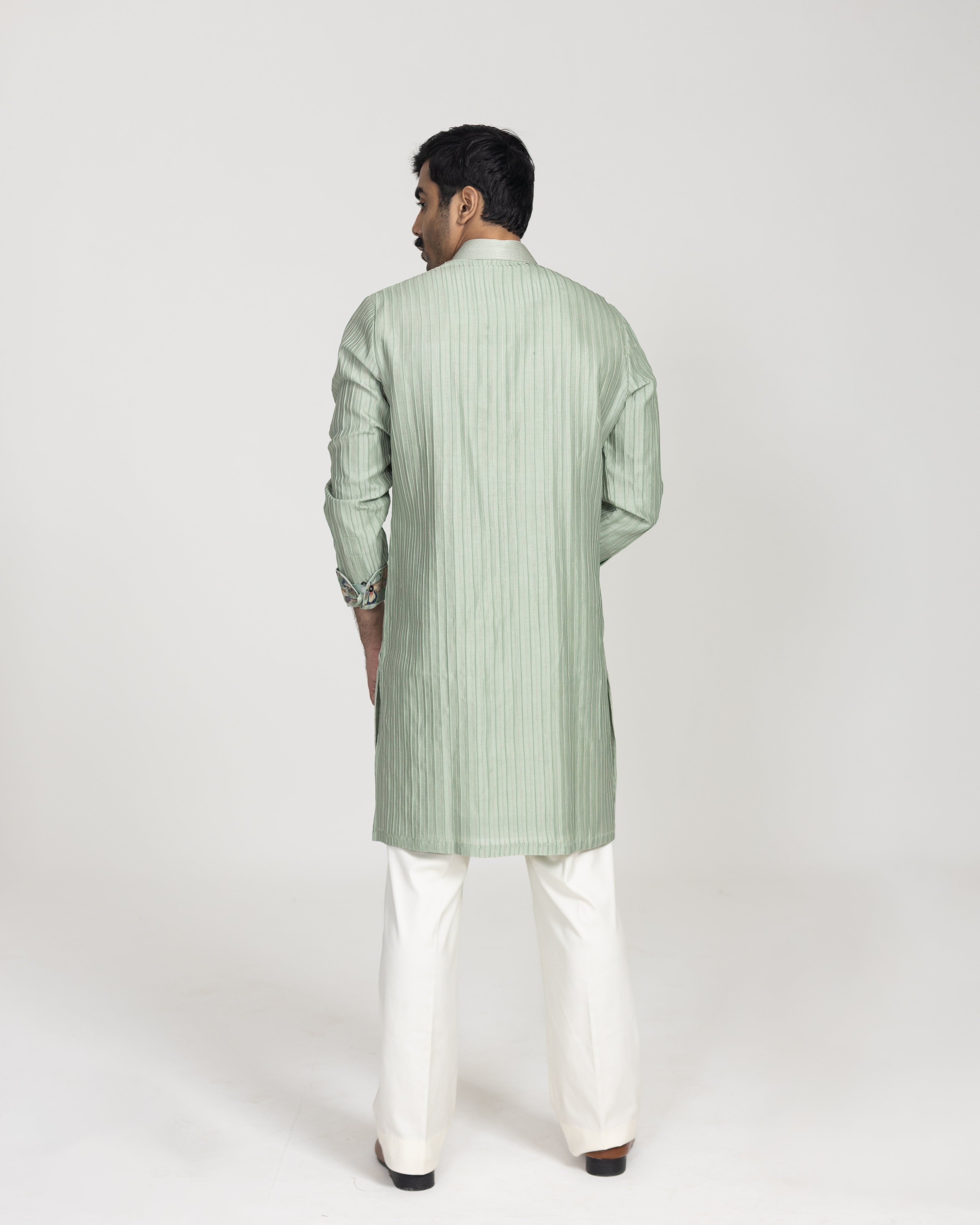 Cube Pintuck Silk Kurta
