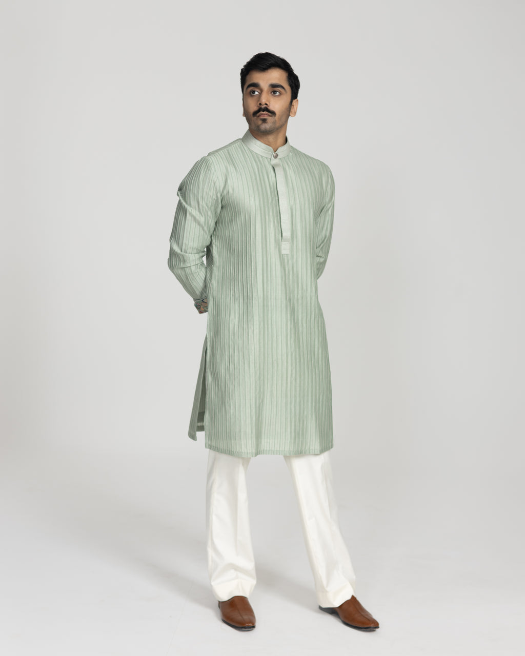 Cube Pintuck Silk Kurta