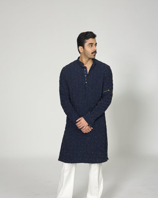 Cube Silk Luppi Button Kurta