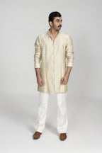 Jharokha Silk Front Luppi Button Kurta