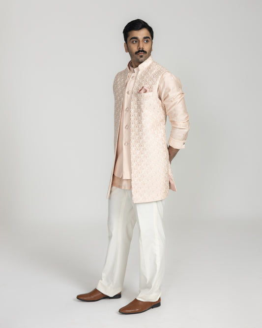 Jharokha Silk Double Layer Nehru Jacket