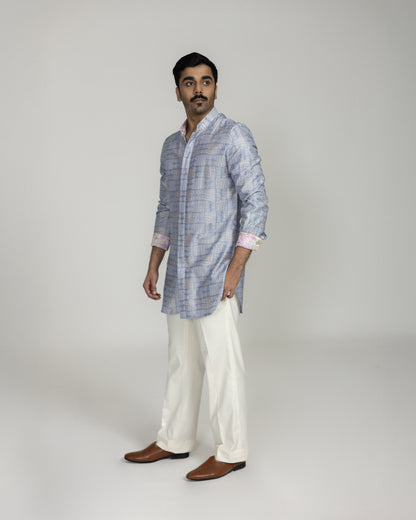 Kantha Concealed Front Open Kurta