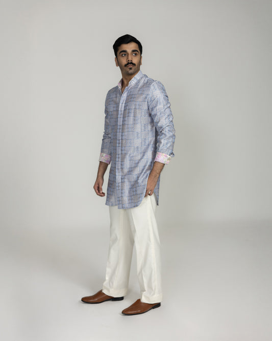Kantha Concealed Front Open Kurta