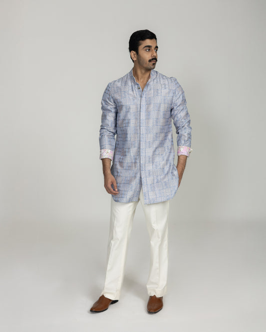 Kantha Concealed Front Open Kurta