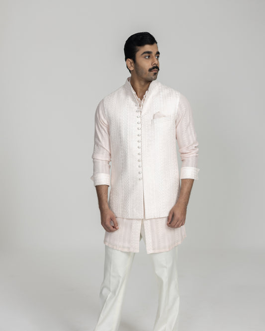 Stripe Aari Luppi Button Nehru jacket
