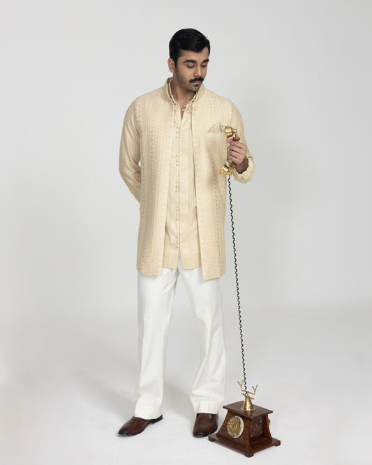 Stripe Aari Luppi Button Nehru jacket