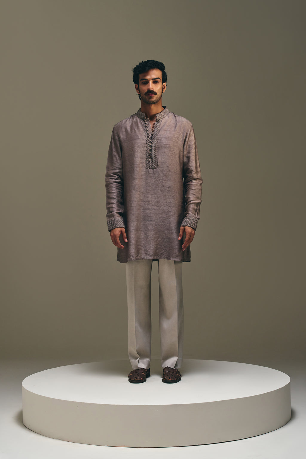 Diamond Pintuck Silk Kurta
